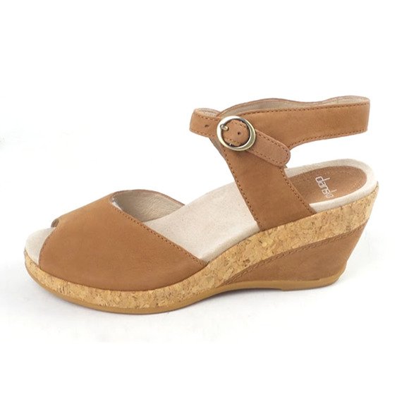 Dansko Shoes - Dansko Leather Wedge Sandals Charlotte Camel - Medium